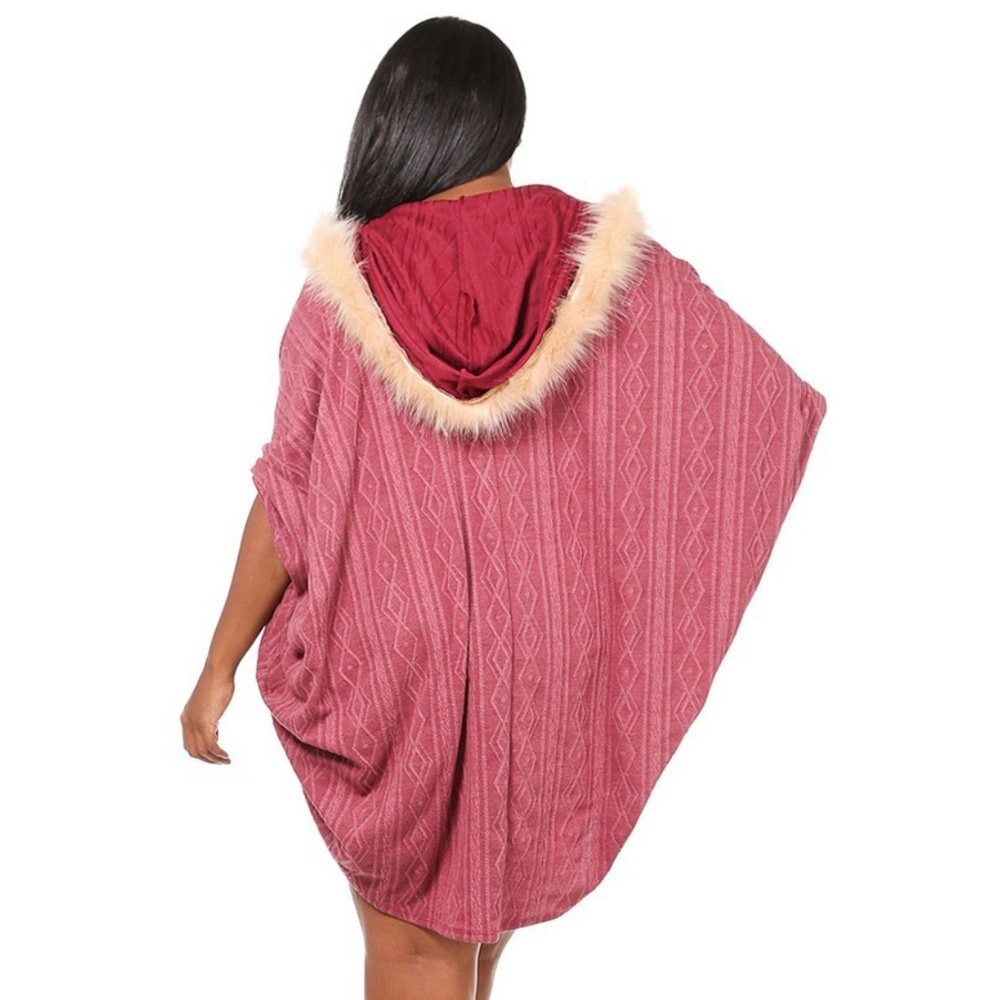 💋FUR DETAILED SWEATER TEXTURE COCOON KIMONO💋 - Picture 3 of 8